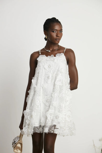 Suzette Crystal-Embellished Floral Mini Dress