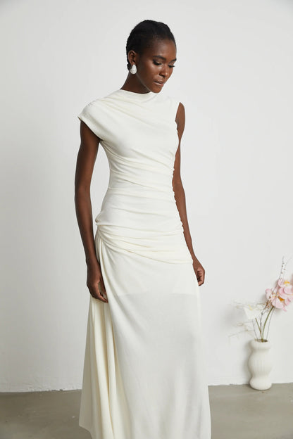 Lanetta jersey-knit draped maxi dress