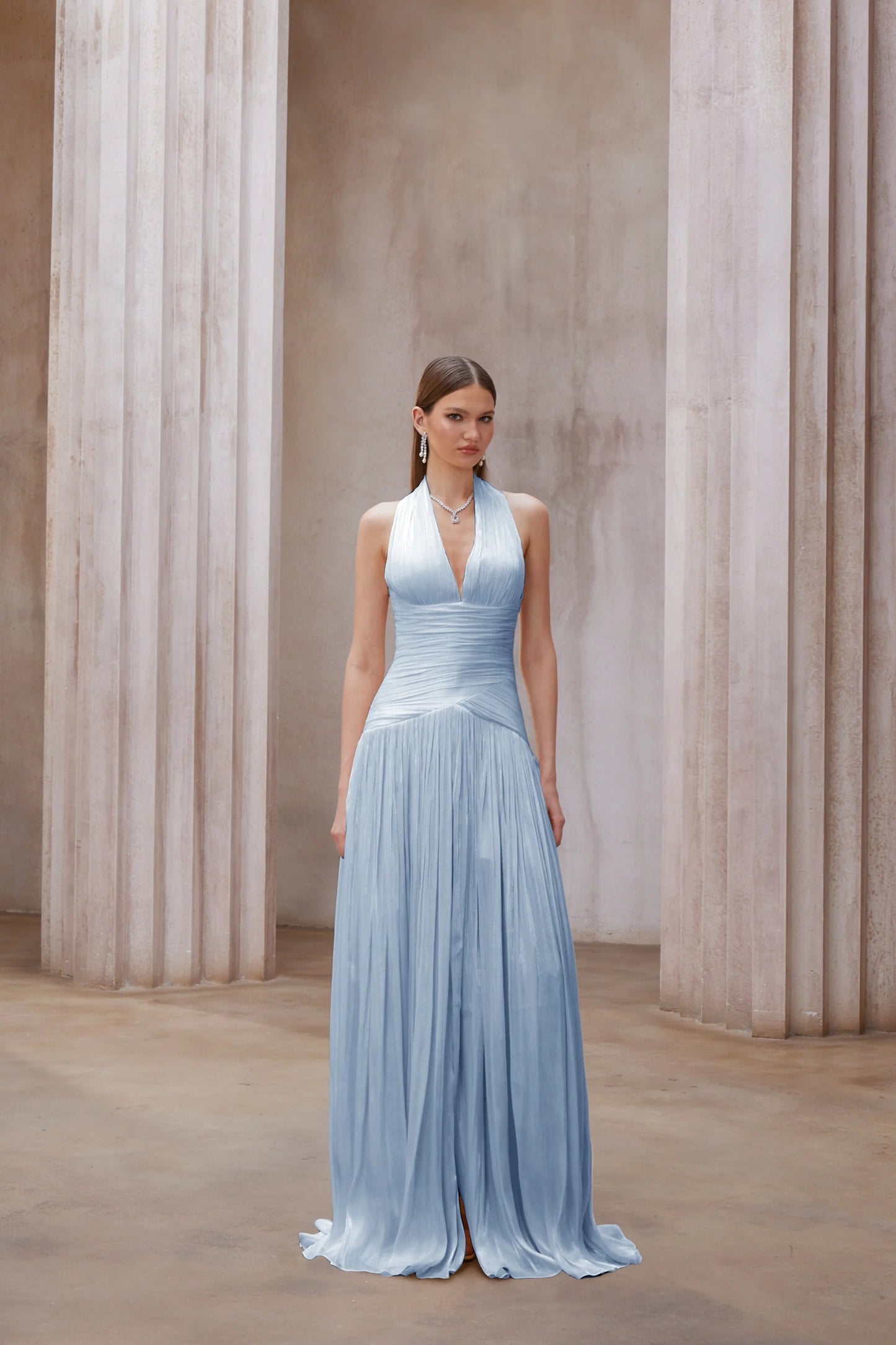 Uranie Blue Gathered Maxi Dress