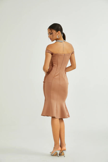 Clemence Bustier-Style Fitted Midi Dress