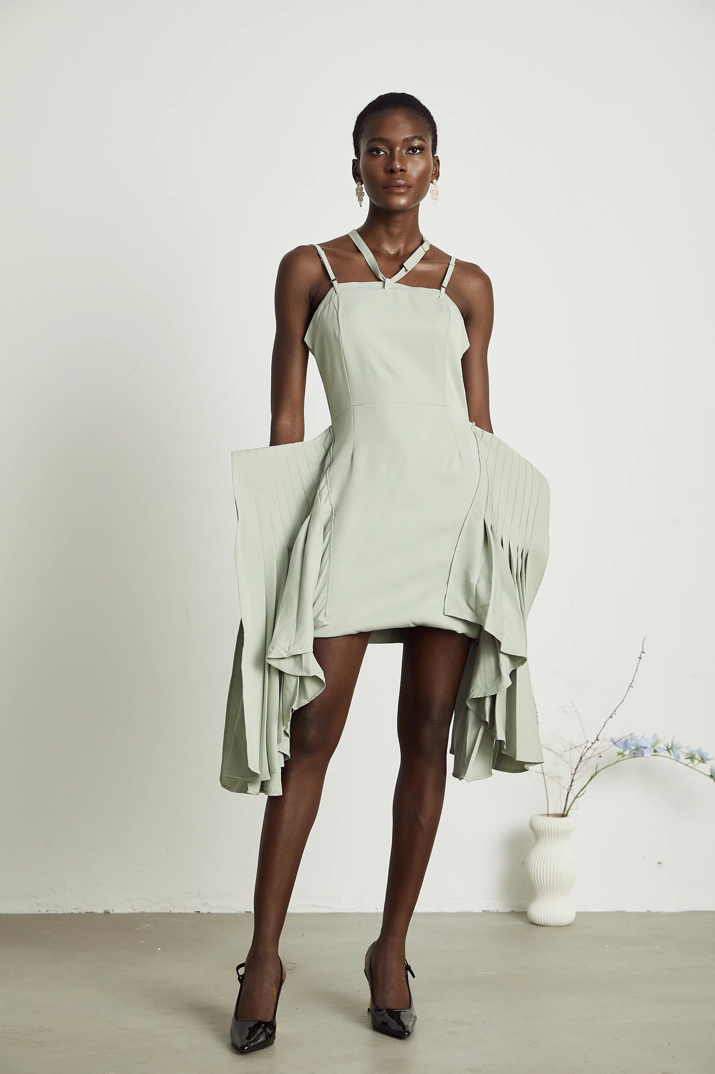 Michel layered-hemline mini dress