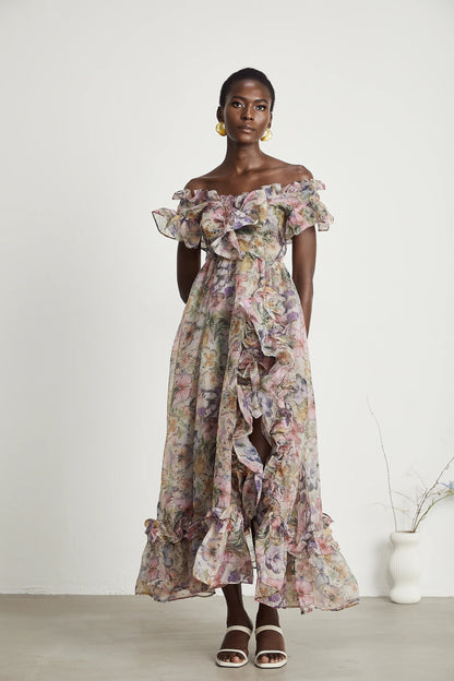 Margaux off-shoulder ruffled midi dress