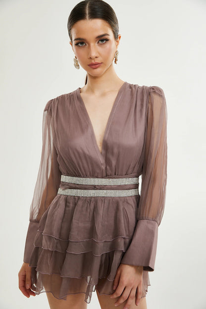 Ellica Crystal-Embellished Silk Mini Dress