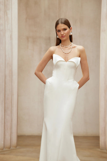 Alba White Barrel Waist Corset Maxi Dress
