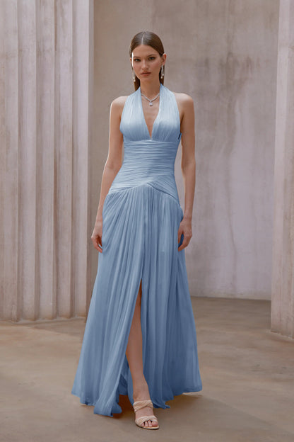 Uranie Blue Gathered Maxi Dress