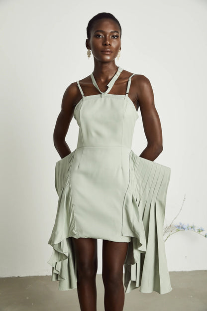 Michel layered-hemline mini dress