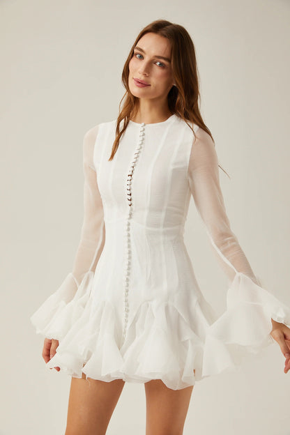 Anais Semi-Sheer Flared Mini Dress