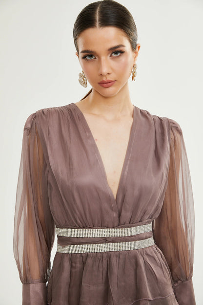 Ellica Crystal-Embellished Silk Mini Dress