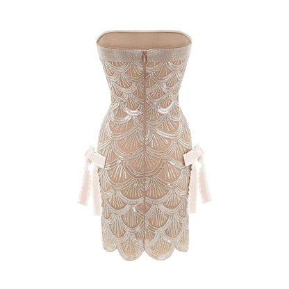 Astrid Brown Embellished Mini Dress