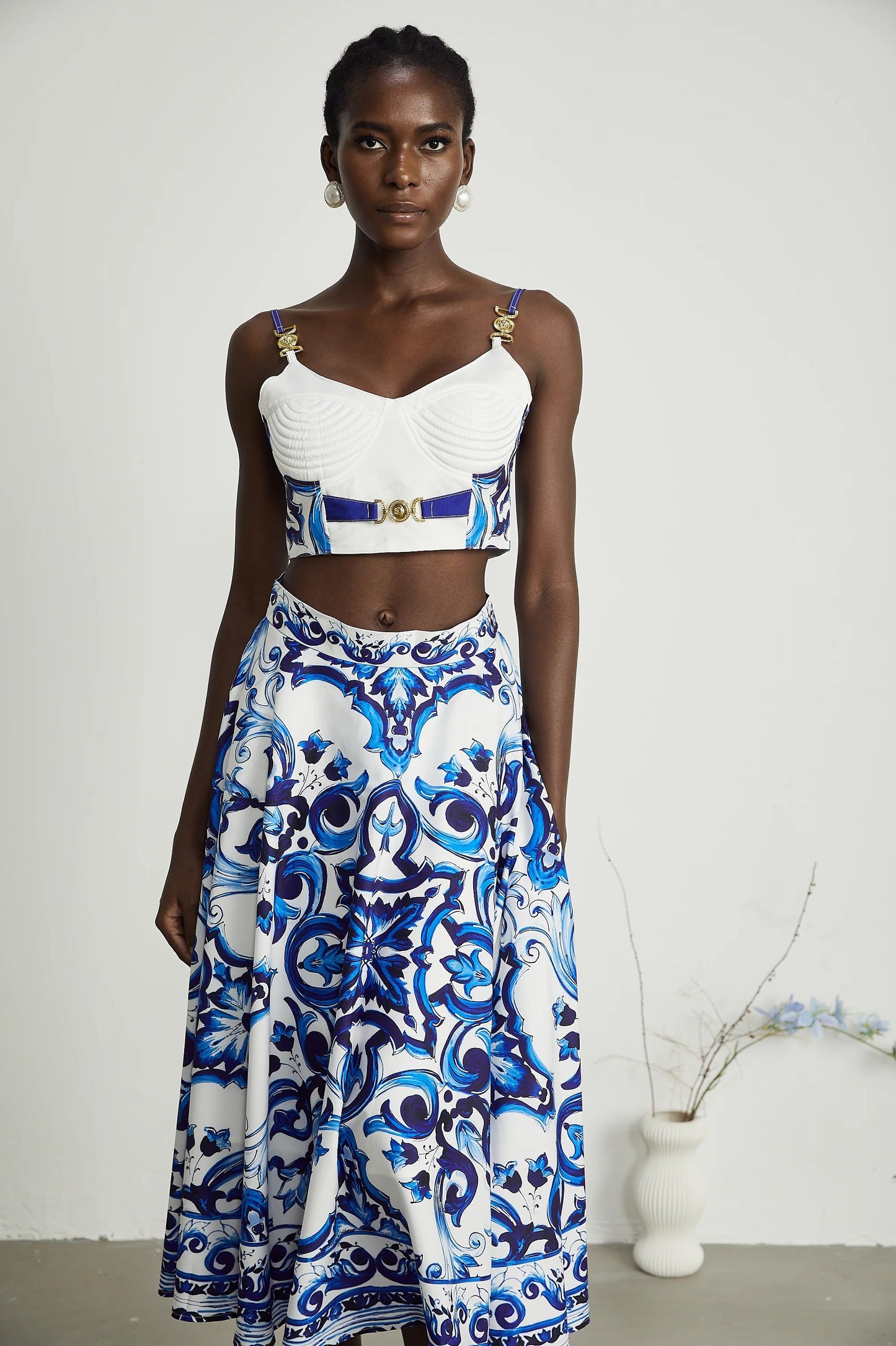 Allegra Graphic-Printed Top & Skirt Matching Set