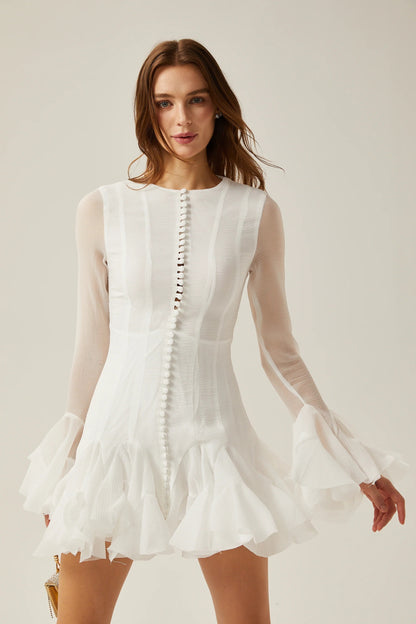 Anais Semi-Sheer Flared Mini Dress