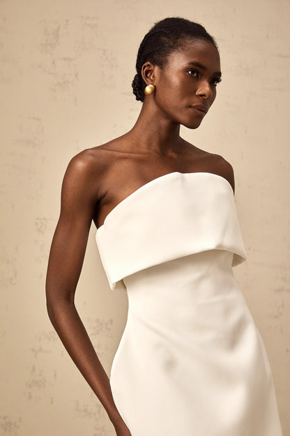 Énora white off-shoulder puff mini dress