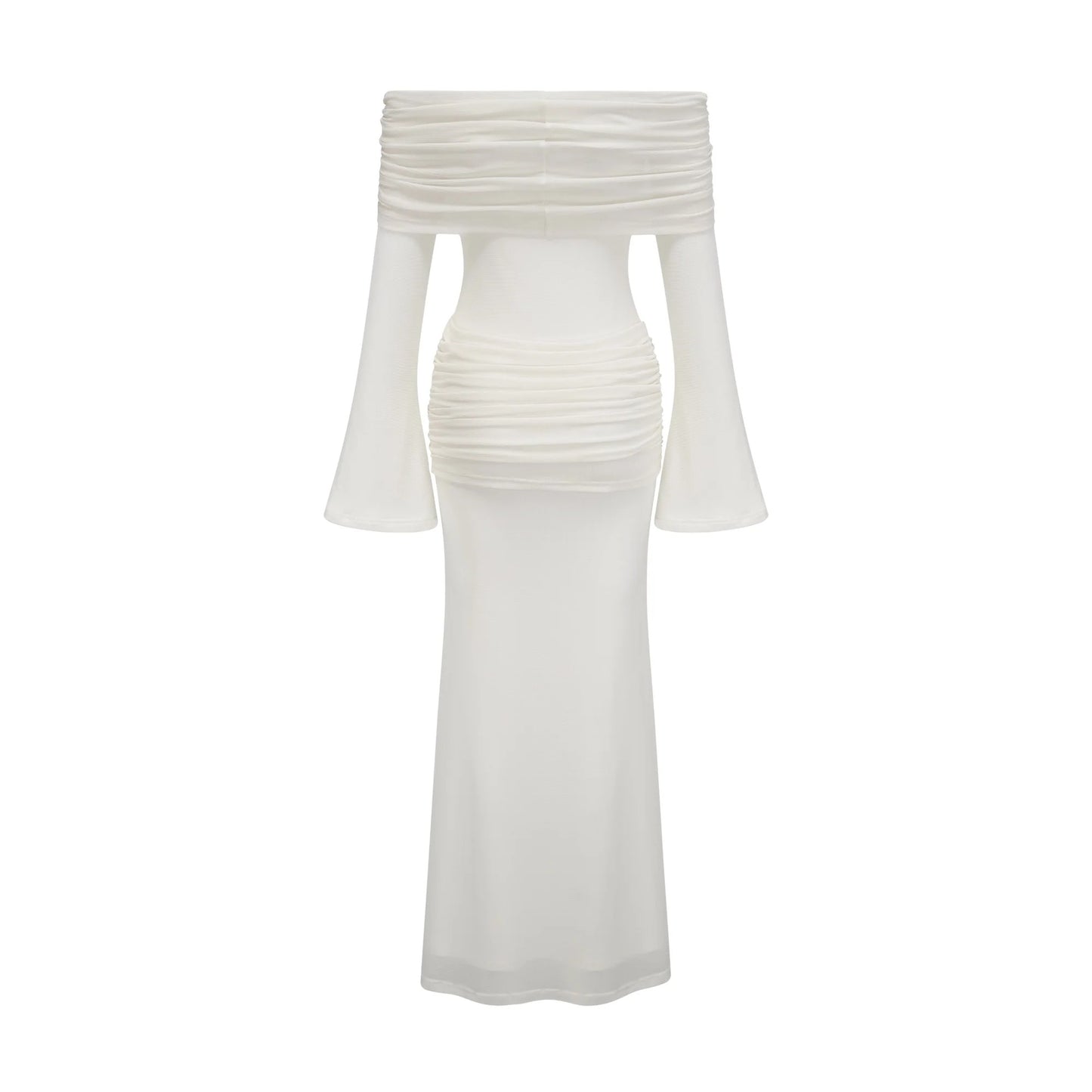Wanda White Glittered Floral-Applique Knit Maxi Dress
