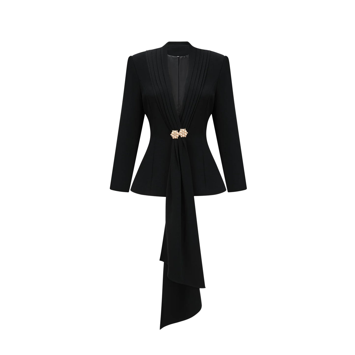 Suzanne Black Pleated Jacket & Trousers Matching Set