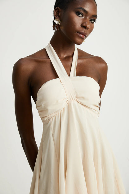 Esmerie Sleeveless Bustier Mini Dress with Back Tie Detail