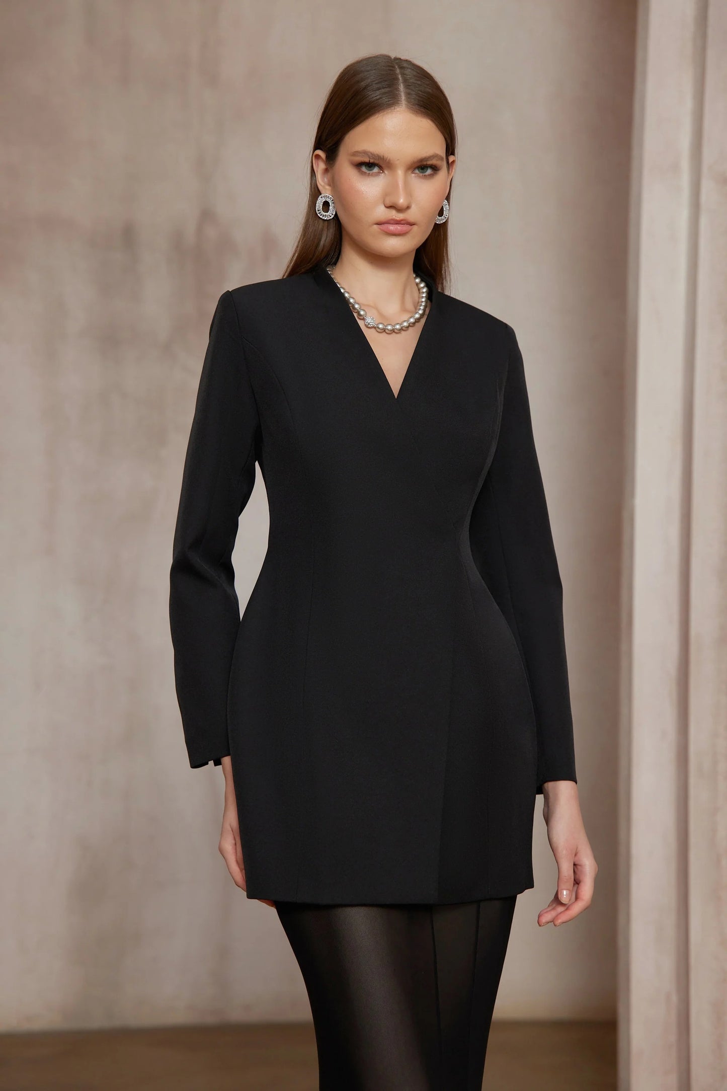 Enora Barrel Design Jacket & Skirt Set  - Black