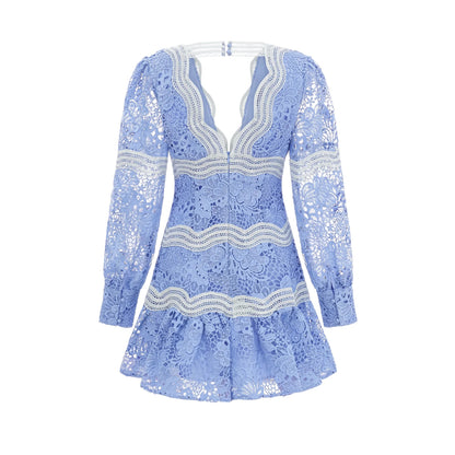 Gaelle V-Neck Floral Embroidered Mini Dress