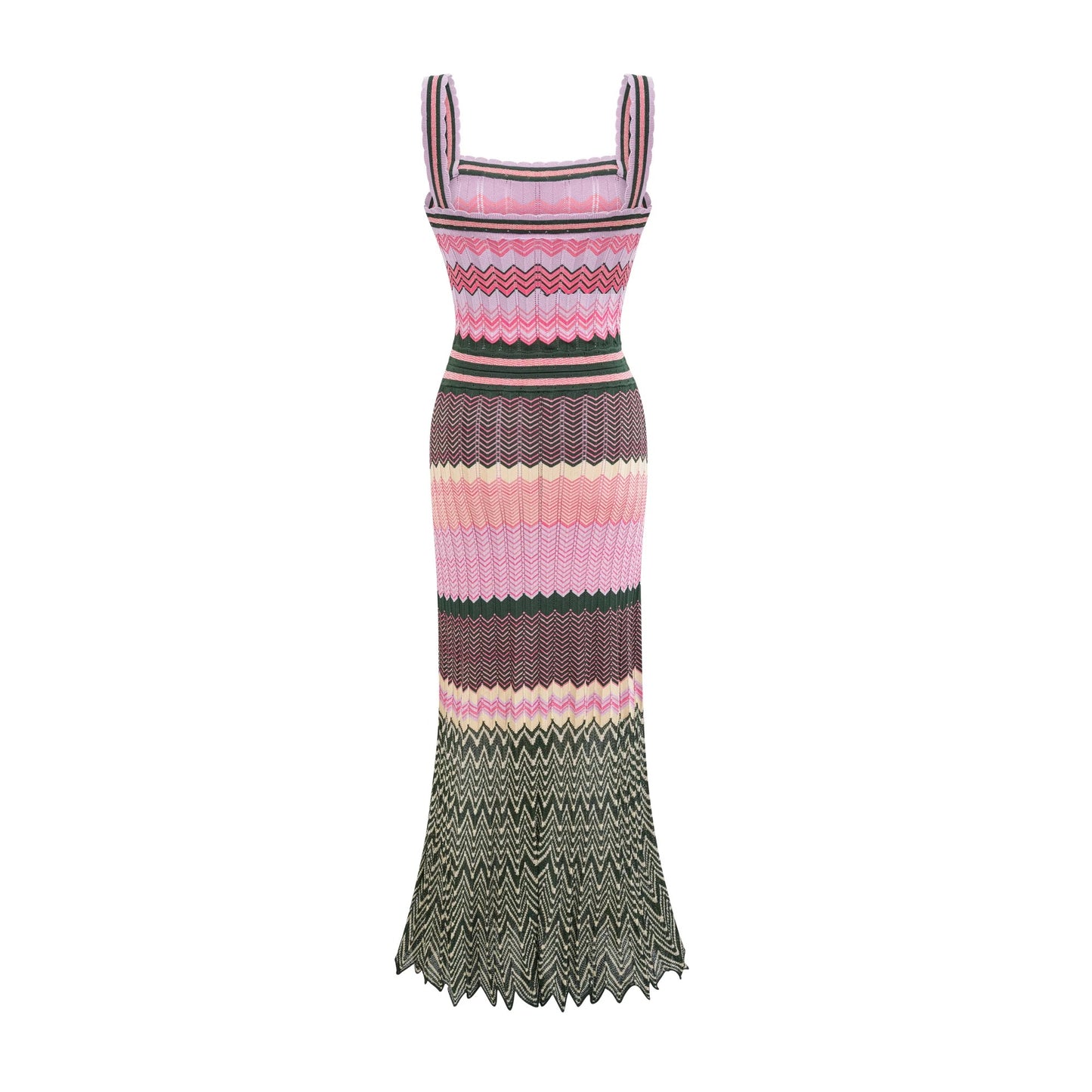 Daphne Contrast-Color Knitted Midi Dress