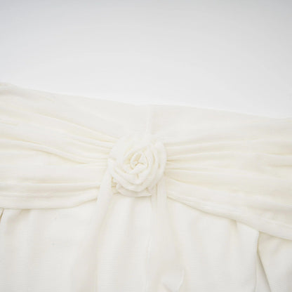 Wanda White Glittered Floral-Applique Knit Maxi Dress