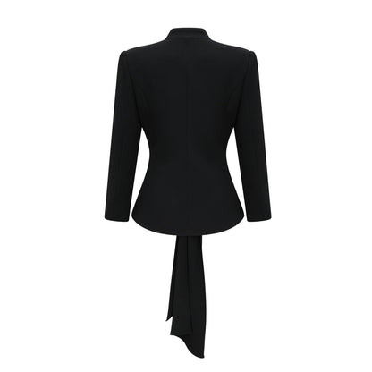 Suzanne Black Pleated Jacket & Trousers Matching Set