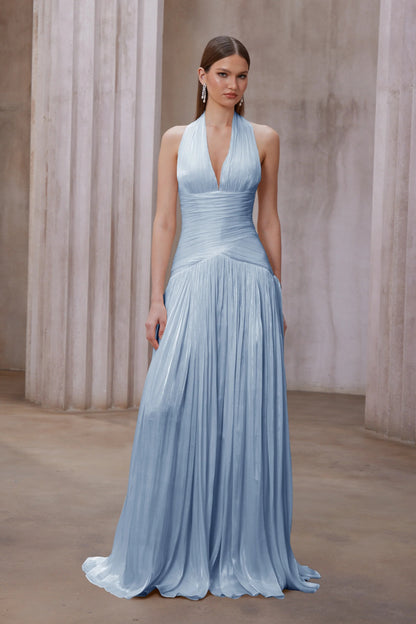 Uranie Blue Gathered Maxi Dress