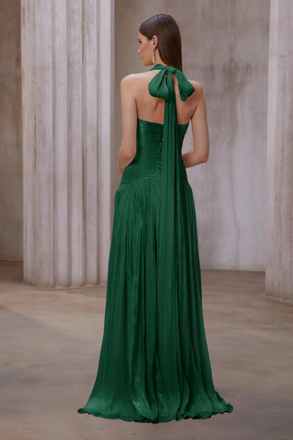 Uranie Emerald Green Gathered Maxi Dress