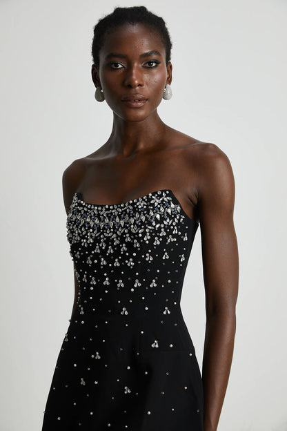 Melisande Black Embellished Mini Dress