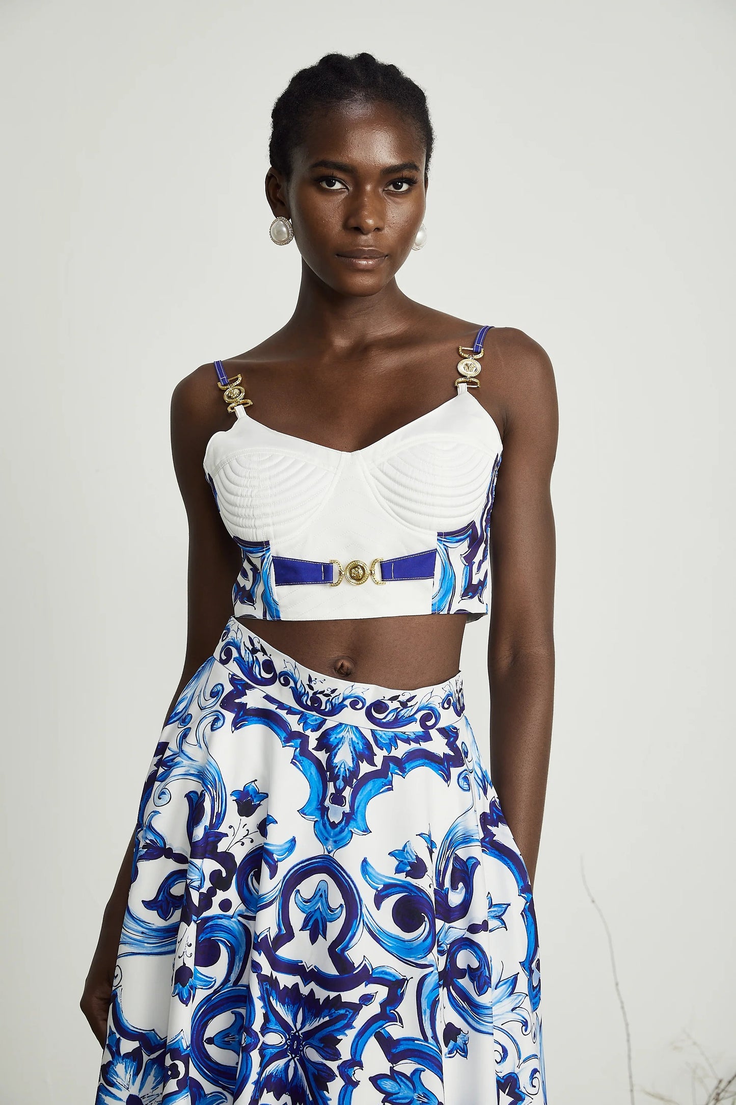 Allegra Graphic-Printed Top & Skirt Matching Set