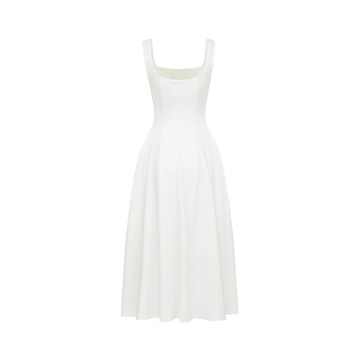 Thala White Pleated Flared Midi Dress