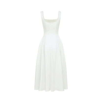 Thala White Pleated Flared Midi Dress