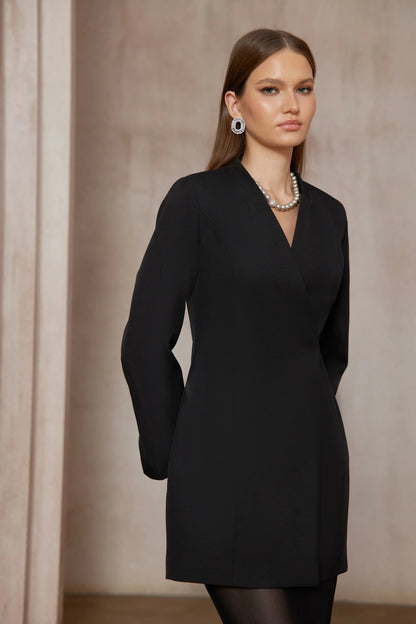 Enora Barrel Design Jacket & Skirt Set  - Black