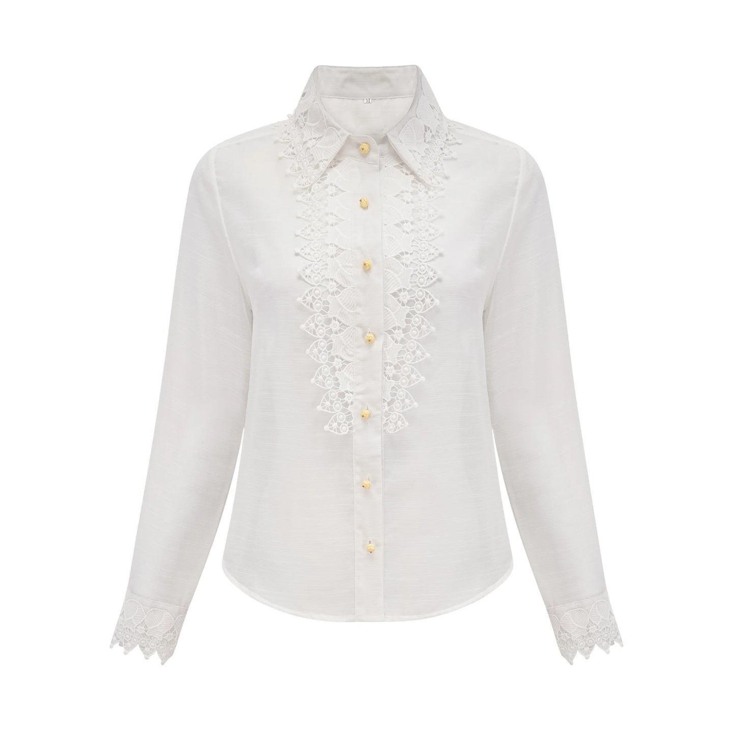 Renee White Semi-Sheer Shirt & Skirt Matching Set