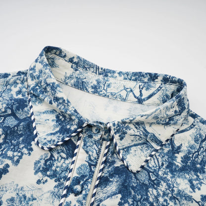 Adelaide Graphic-Print Midi Dress in Blue
