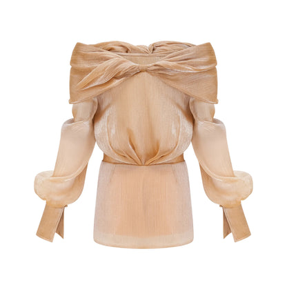 Adelina Gold Crystal-Embellished Panelled Mini Dress