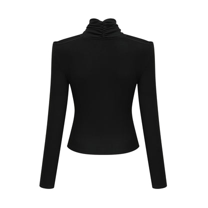 Odette Black Ruched Stretch-Jersey Top