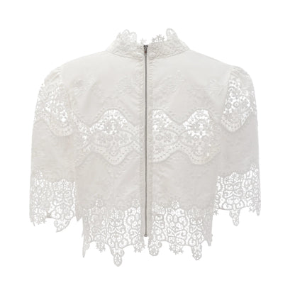 Raphaelle Lace-Trim Cut-Out Cropped Top & Trousers Matching Set
