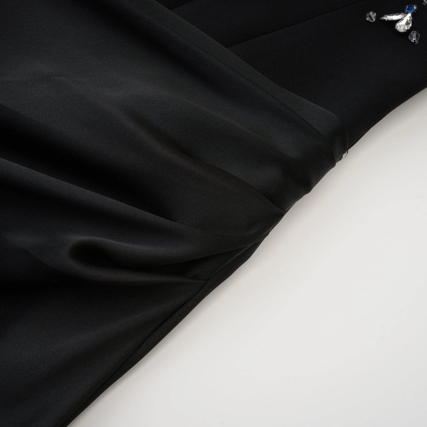 Aurore Black Crystal Embellished Maxi Dress