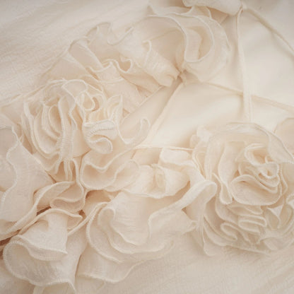 Zephyrine Floral-Applique Tiered Mini Dress in Neutrals