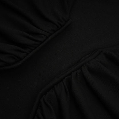 Anais Black Open-Front Gathered Top