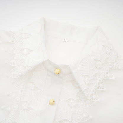 Renee White Semi-Sheer Shirt & Skirt Matching Set