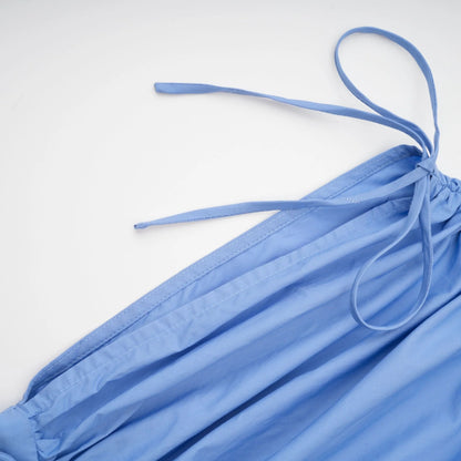 Emma Petal-Detail Drawstring Maxi Dress in Blue