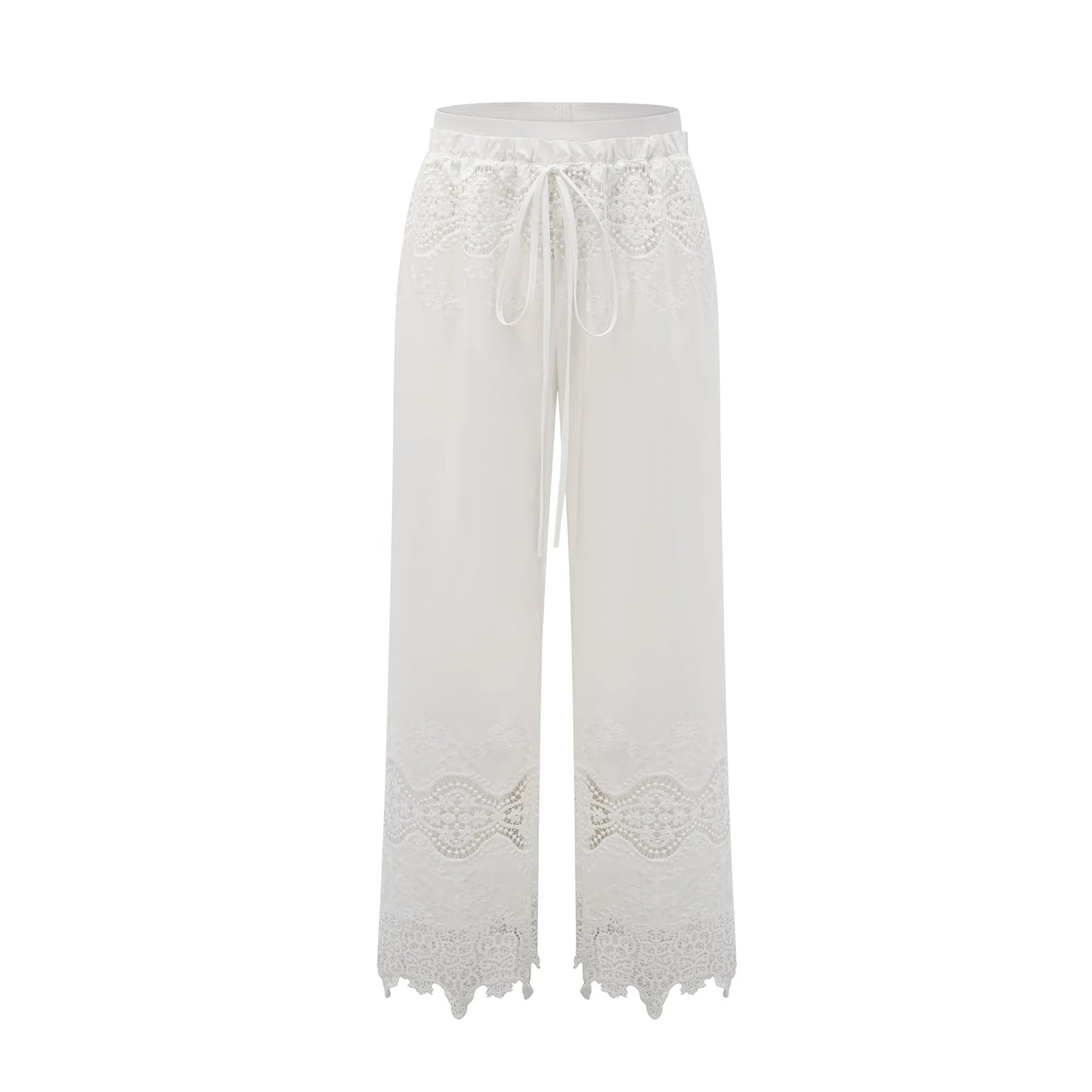 Raphaelle Lace-Trim Cut-Out Cropped Top & Trousers Matching Set