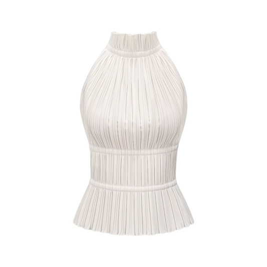 Milicent Open-Back Pleated Top