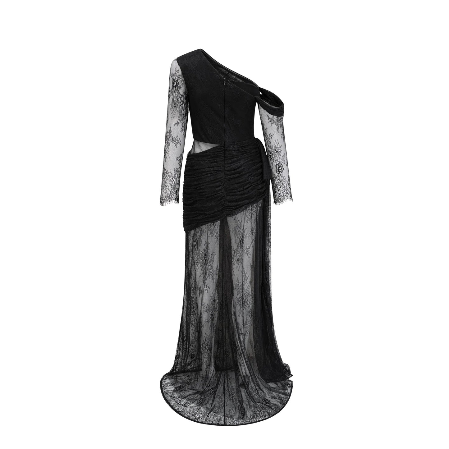 Jeanne Black One-Shoulder Cut-Out Maxi Dress