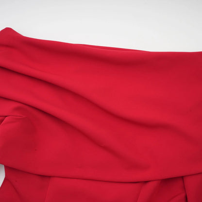 Valentine Red Pleated Maxi Dress with High Slit
