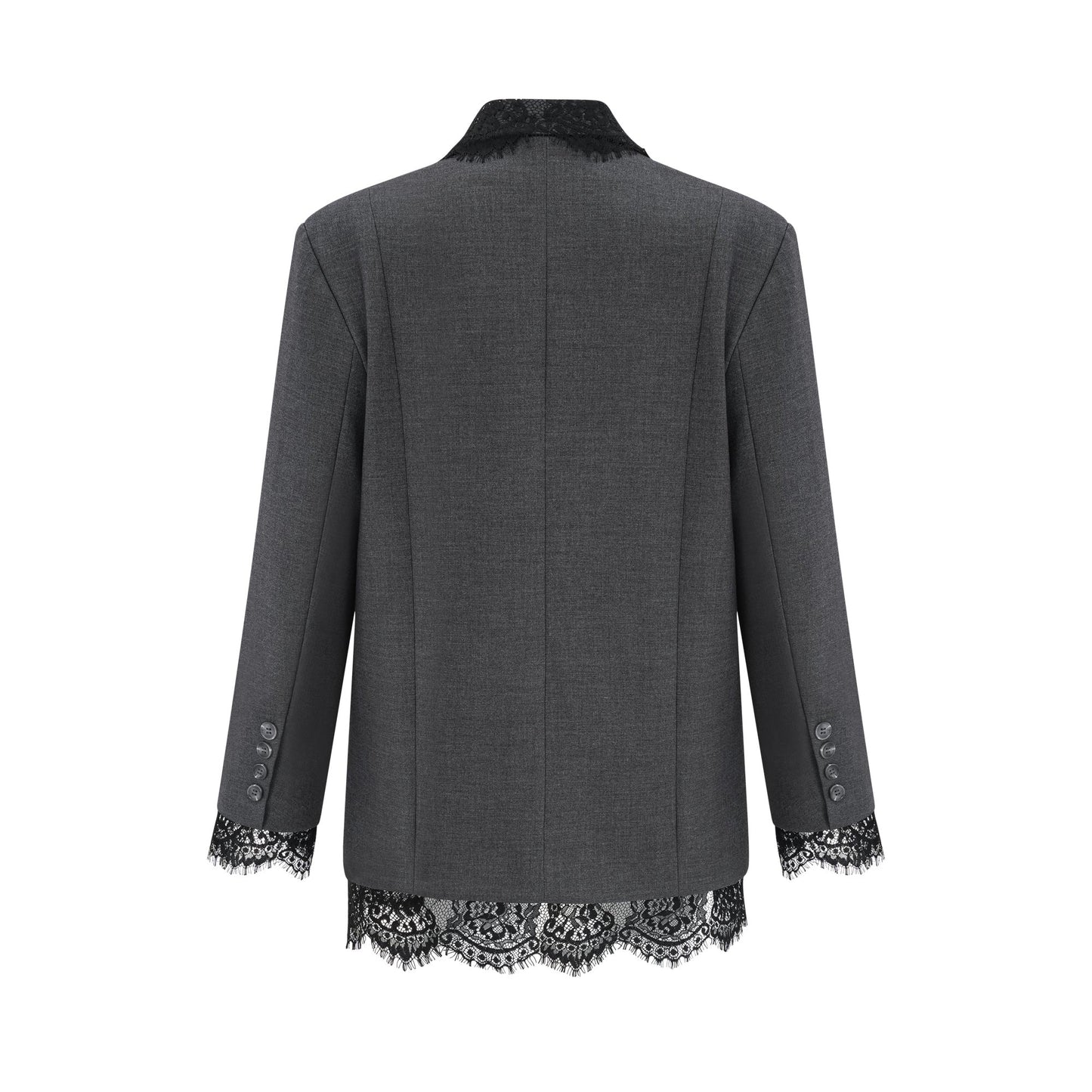 Dianthe Grey Lace-Panel Blazer