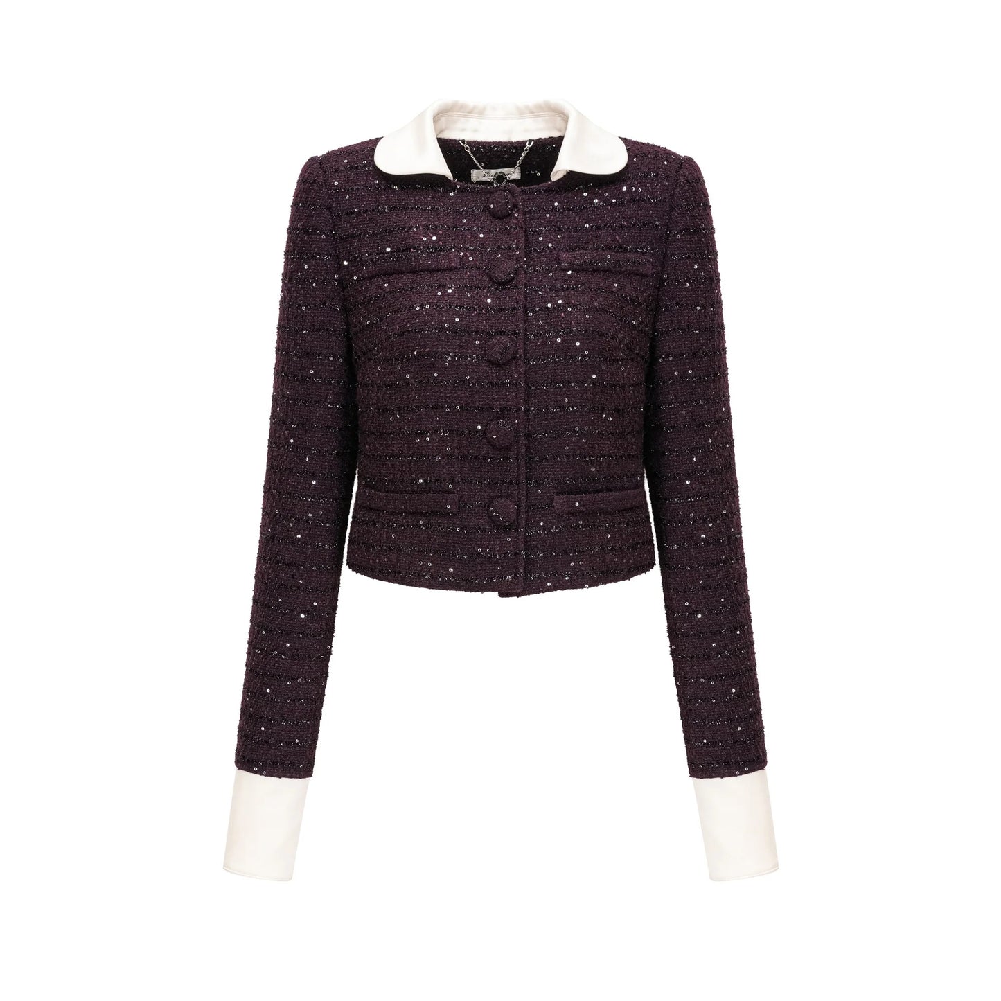 Brigitte Purple Sequined Tweed Jacket & Skirt Matching Set