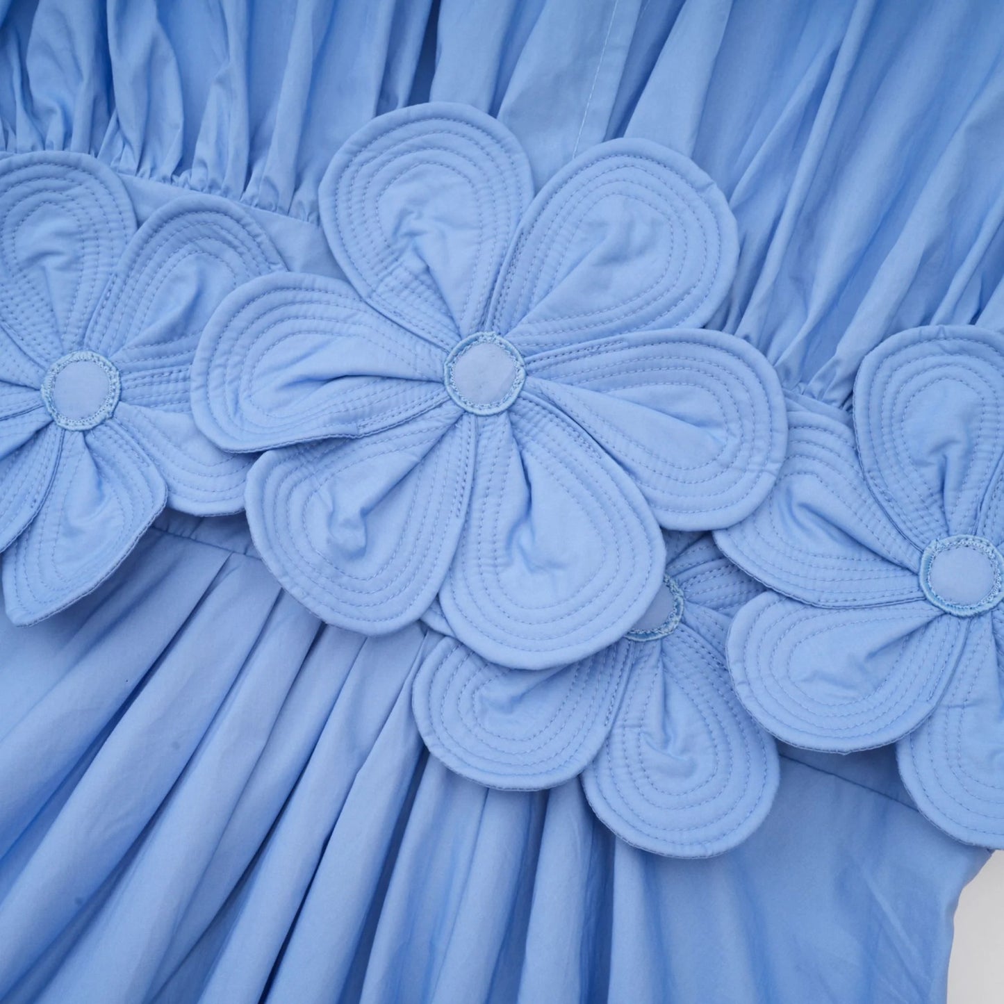 Emma Petal-Detail Drawstring Maxi Dress in Blue