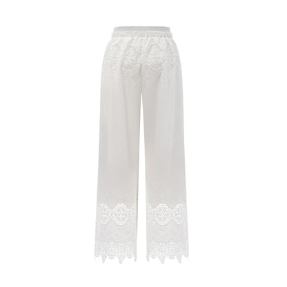 Raphaelle Lace-Trim Cut-Out Cropped Top & Trousers Matching Set