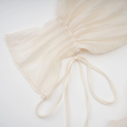 Zephyrine Floral-Applique Tiered Mini Dress in Neutrals